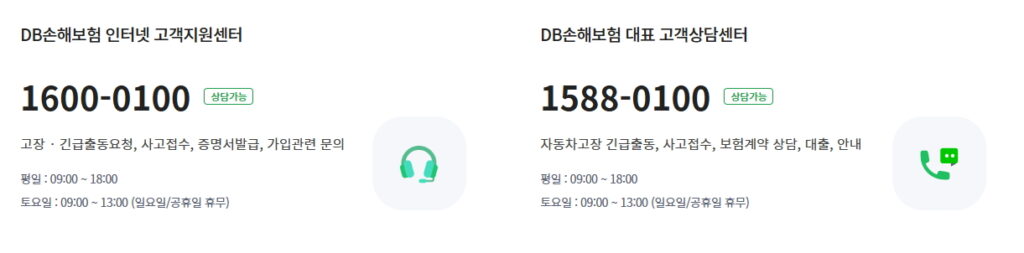 DB다이렉트자동차보험 고객센터 안내